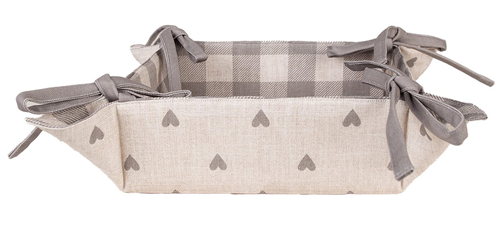 Clayre & Eef Brotkorb Love it, Baumwolle, (1-tlg., 1-teilig), Faltbarer Brotkorb zum Binden ca.20x20x7cm Baumwolle