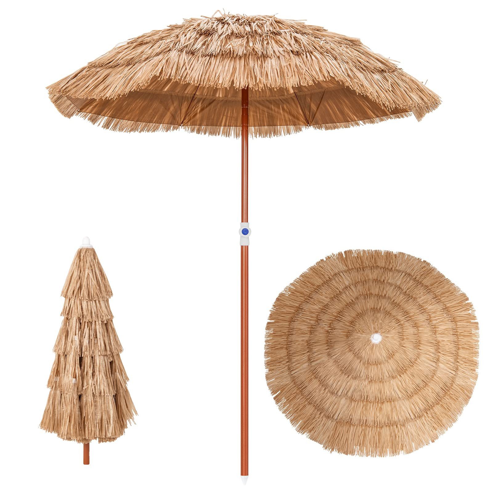 COSTWAY Sonnenschirm, Ø175cm Hawaii Strandschirm höhenverstellbar & neigbar