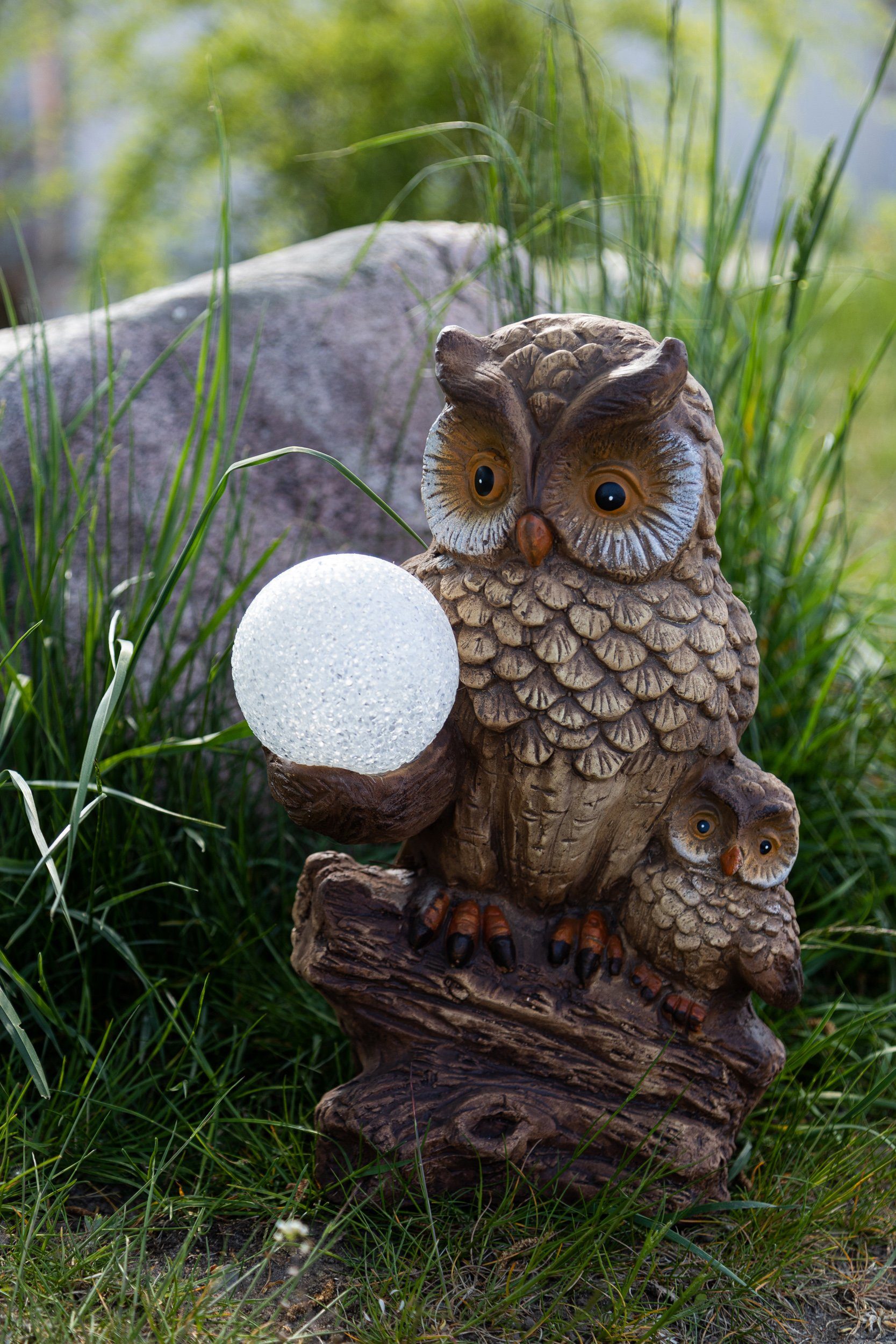 Wohnando LED Dekoobjekt Eulen-Dekoration mit beleuchteten Schneekugel für D günstig online kaufen