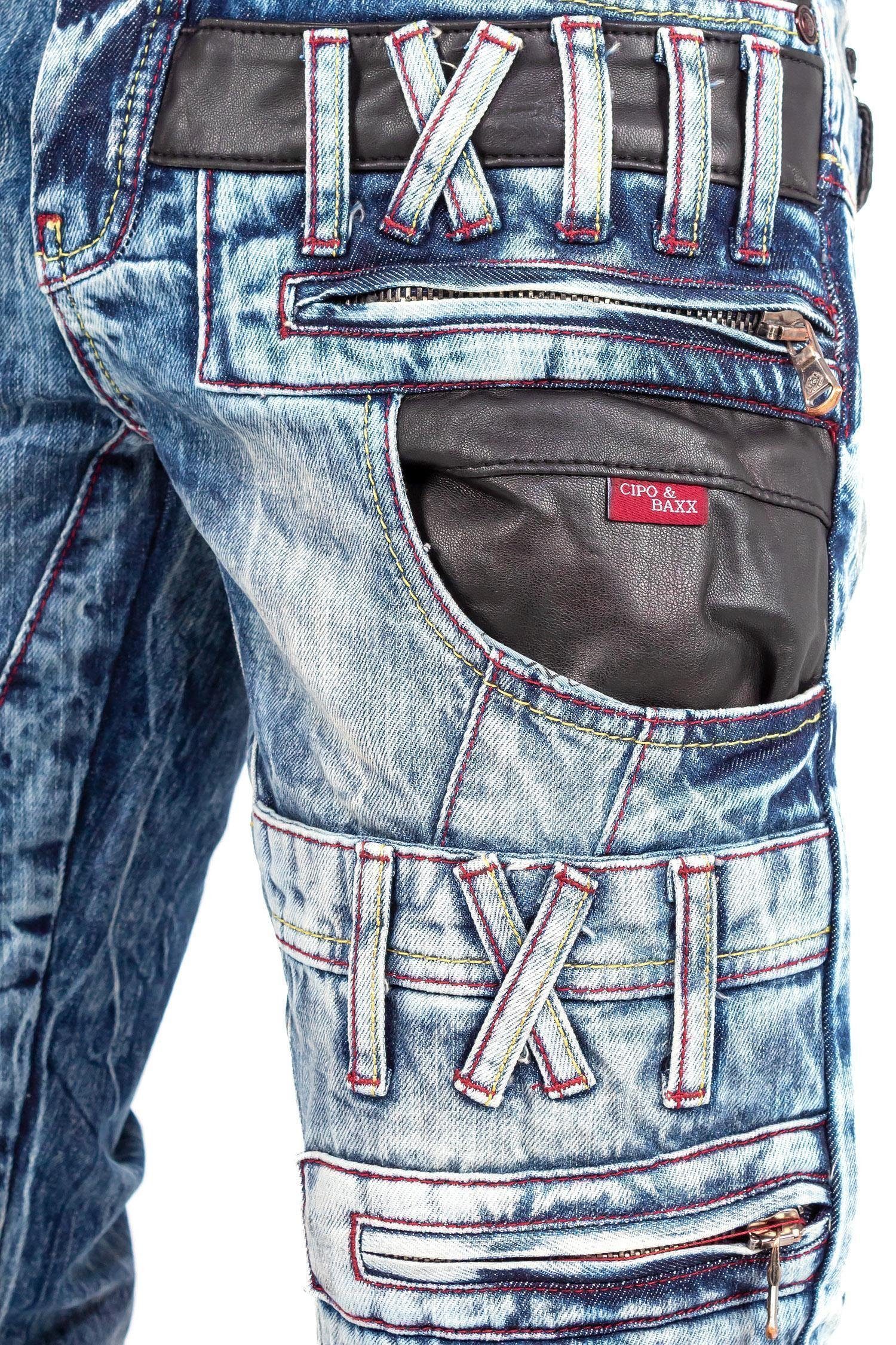 Bikerjeans Herren Regular Fit Hose Stonewashed BA-CD482