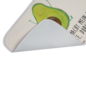 Badematte Avocado Glücklich - Weiß - Geschenk, Duschmatte, Gesund, Chaos, Vegan Mr. & Mrs. Panda, Höhe 1 mm, 100% Polyester, rechteckig, Einzigartiges Design