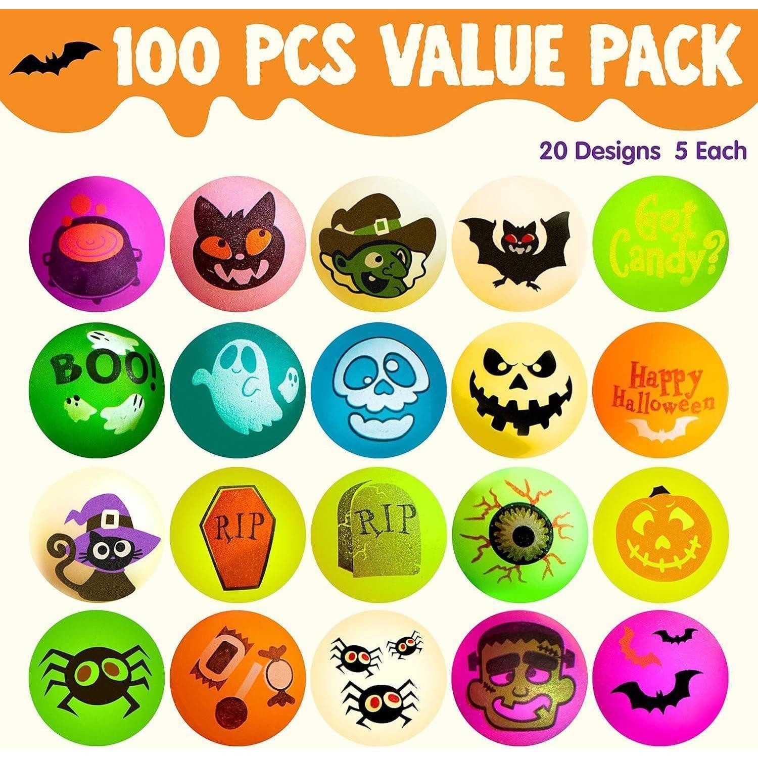 LuxusKollektion Flummi 100 Stück Halloween Flummis leuchten im Dunkeln 32mm Springbälle