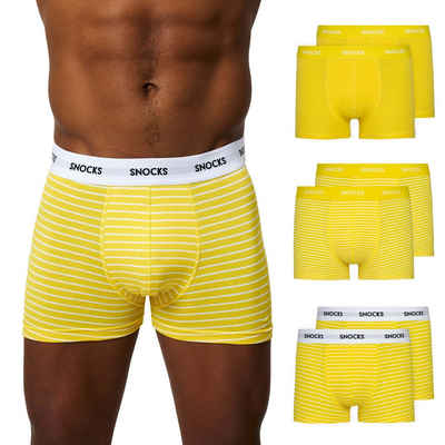 SNOCKS Boxershorts »Enge Unterhosen Männer mit farbigem Bund« (6-St) aus Bio-Baumwolle, ohne kratzenden Zettel