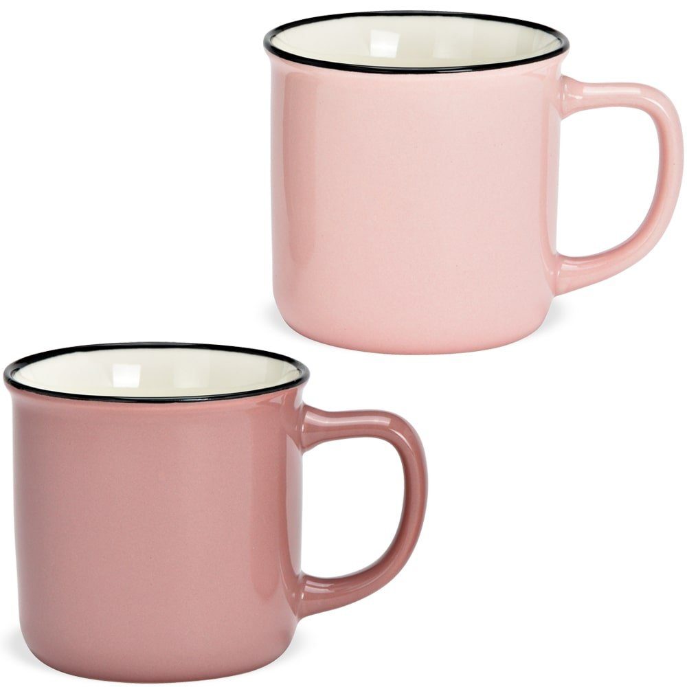 330 HOBBY Porzellan Porzellan HOME Tasse Tassen & rosa matches21 uni pink Emailoptik cm ml, 2er 12x8