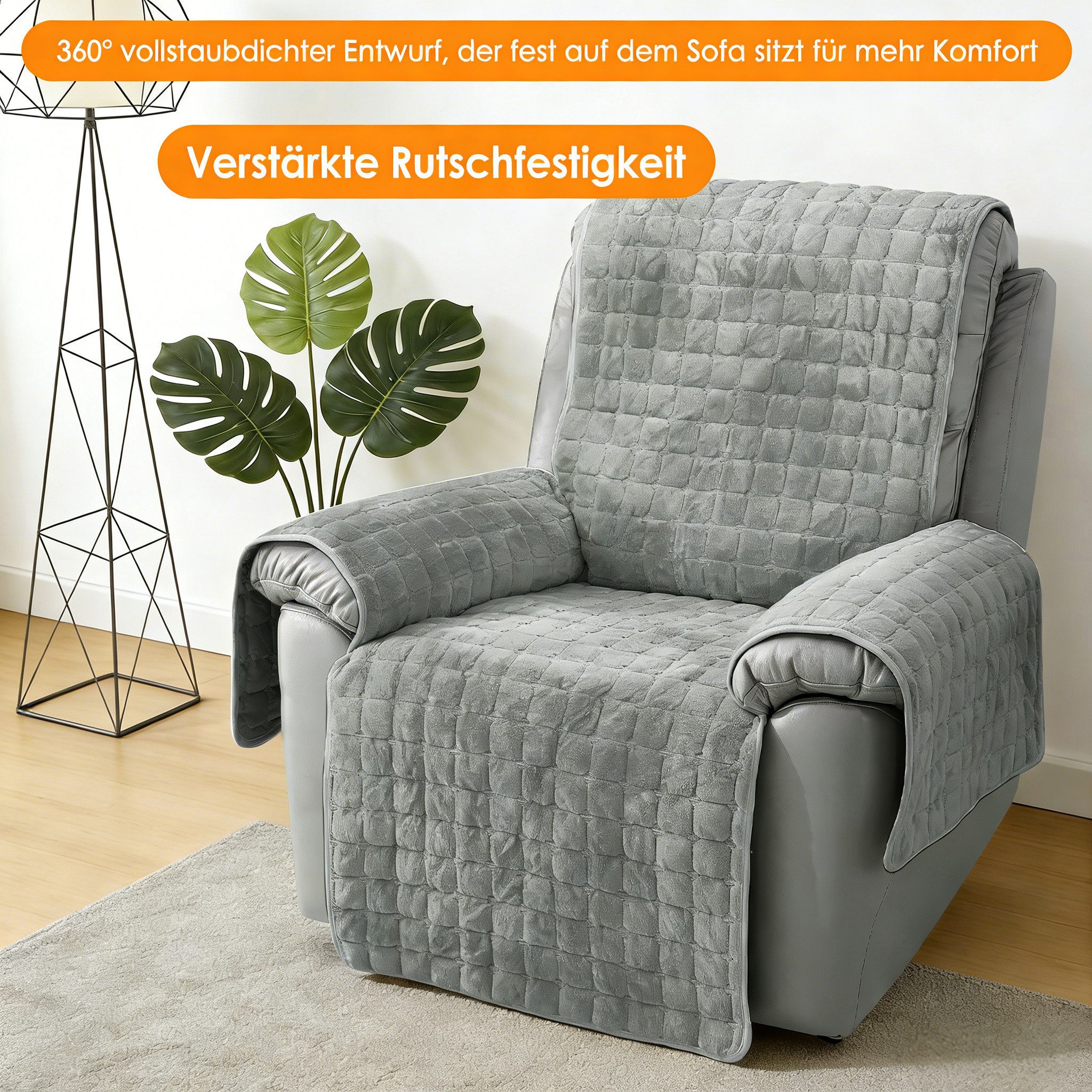 BlingBin Sofaschoner Sofahussen Sofa Armlehnenbezüge Plüsch Sesselschoner Anti-Rutsch, Sofabezug, weich und waschbar, Möbelschutz für Kinder, Hunde & Katzen