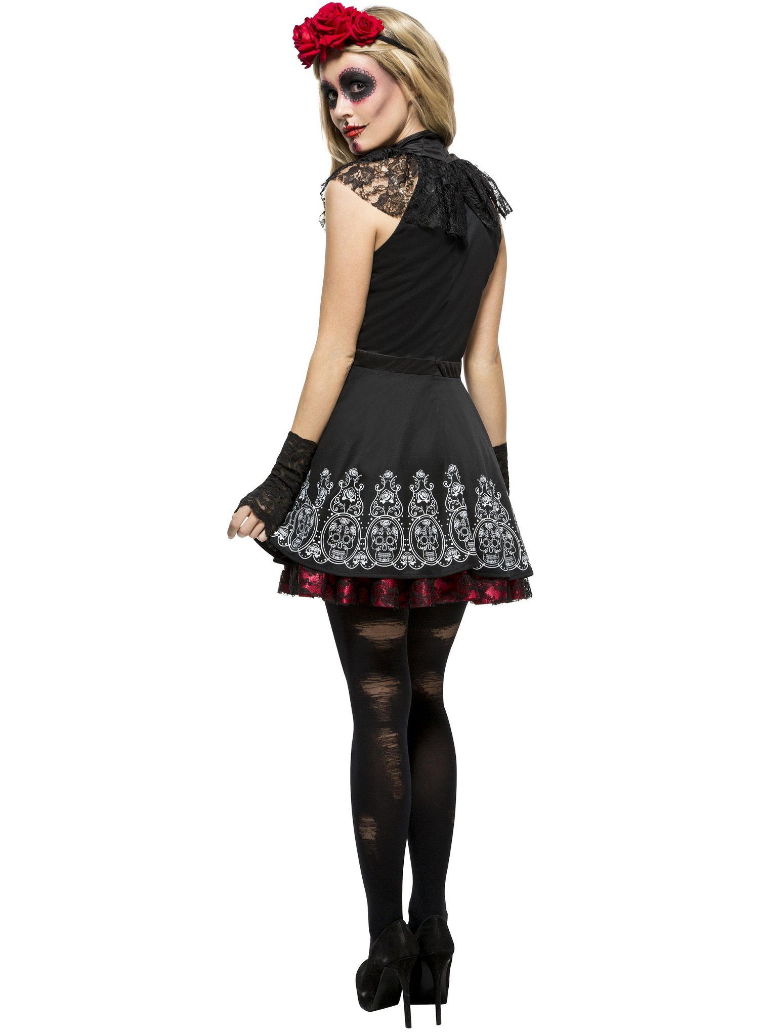 Smiffys Kostüm Tag der Toten Skelett Kleid Halloween Kostüm Damen, Schickes günstig online kaufen
