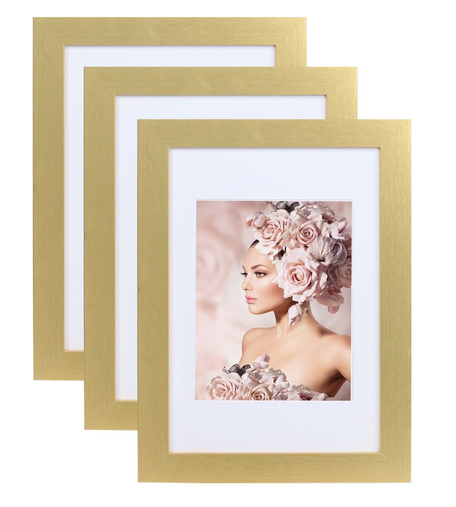 IDEAL TREND Bilderrahmen 3er Pack Holz Bilderrahmen Foto Plexi Rahmen Acryl Collage Wanddeko Po, für 1 Bilder (3 St), bruchsicheres Kunststoffglas