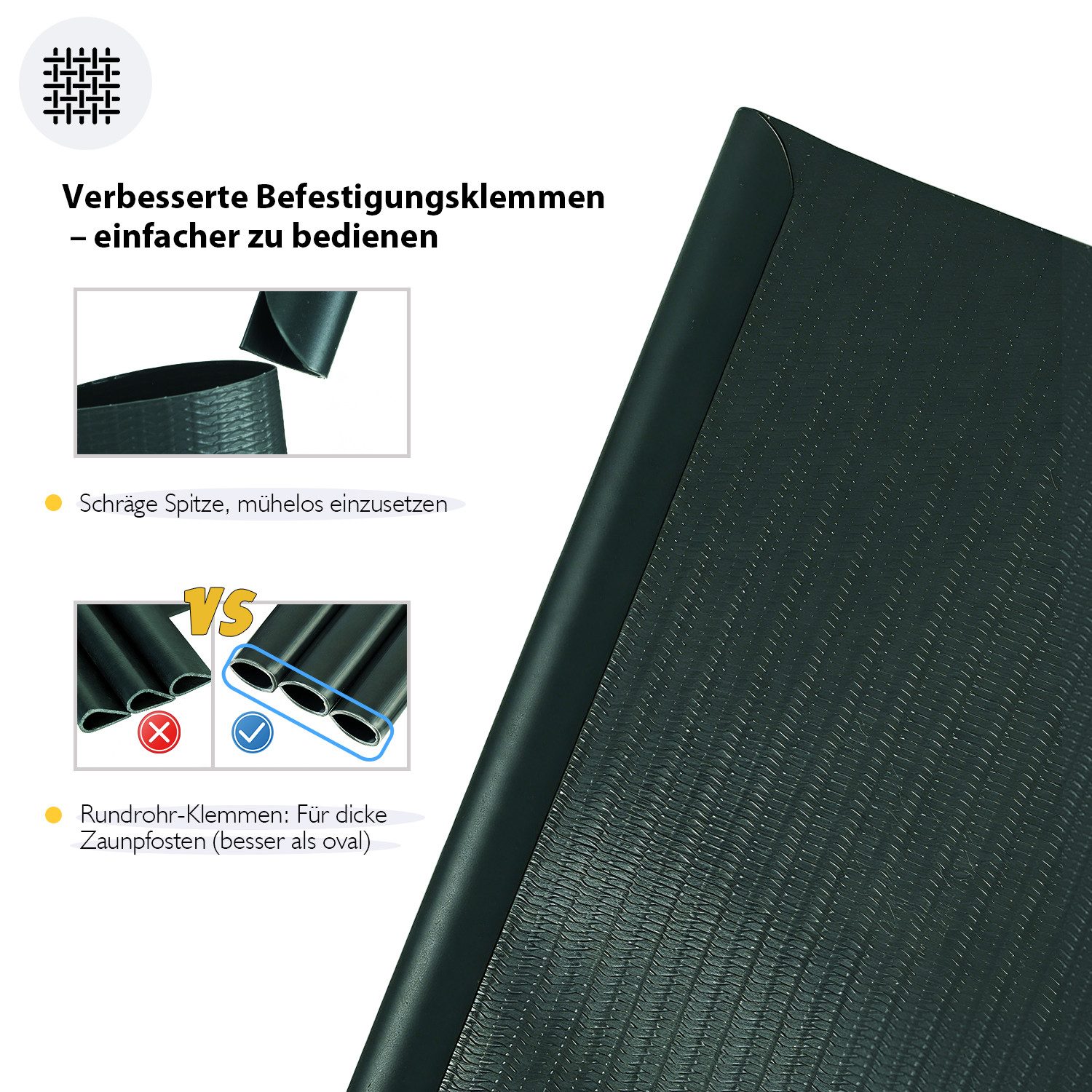Sekey Sichtschutzstreifen PVC Sichtschutzstreifen blickdicht Sichtschutz Rolle 35/50m x 19cm, Nur 0,6 € pro Meter für Doppelstabmatten Zaun, inkl. Clips – Bild 4 von 5