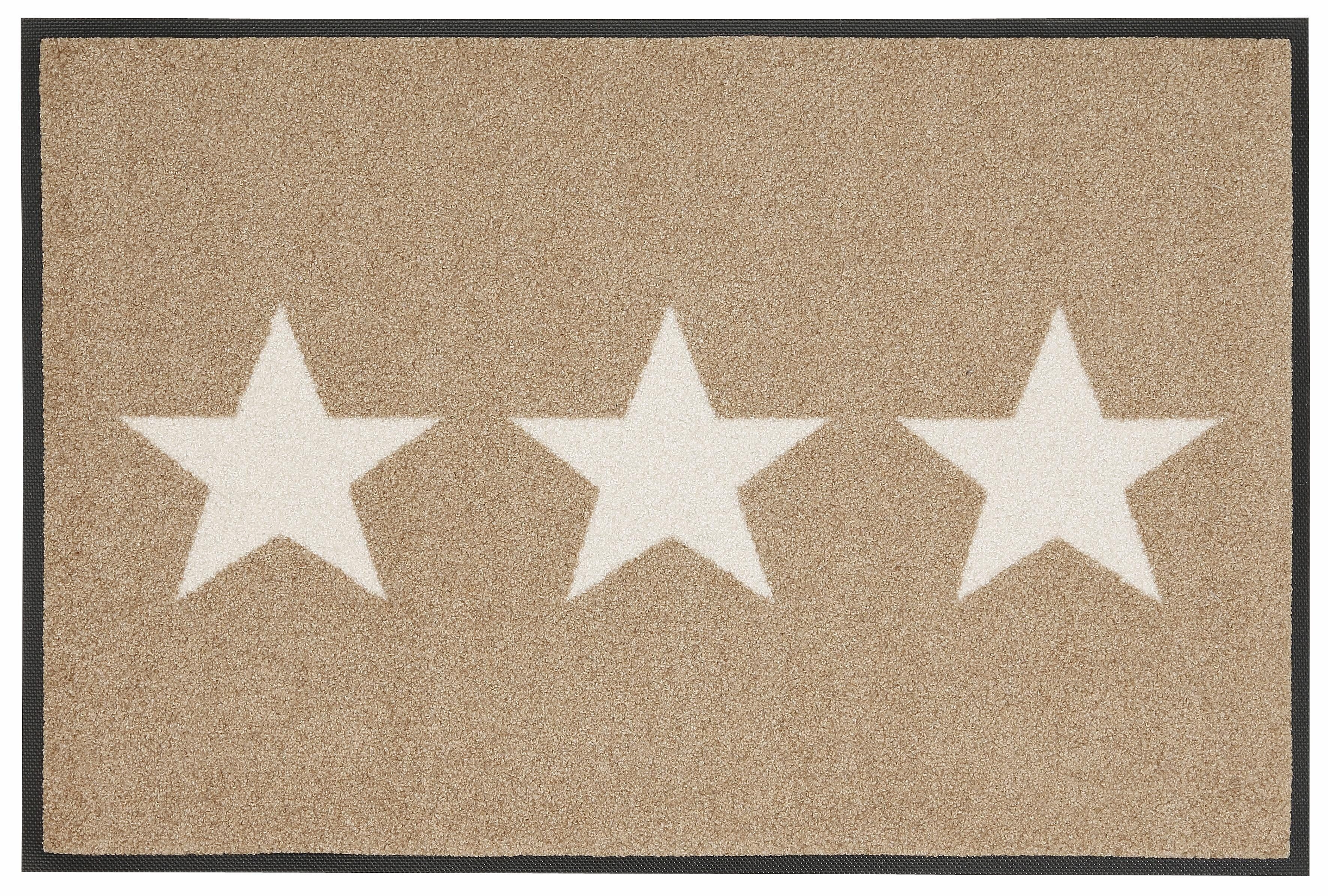 Fußmatte Stars, wash+dry by Kleen-Tex, rechteckig, Höhe: 9 mm, Schmutzfangmatte, Motiv Sterne, rutschhemmend, waschbar beige