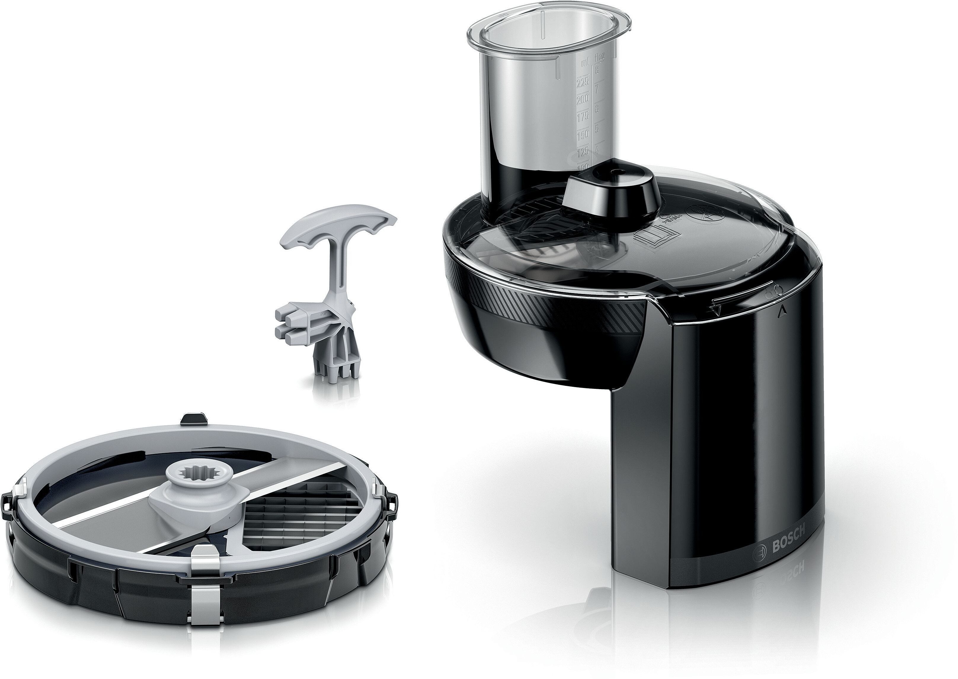 BOSCH Küchenmaschine Serie 4 MUM5XL74, integrierte Waage, Edelstahlschüssel, Mixer, Weiß, 1000 W, 9,4 l Schüssel, 7 Stufen, Fleischwolf, Würfelschneider, zusätz. Kunststoffschüssel