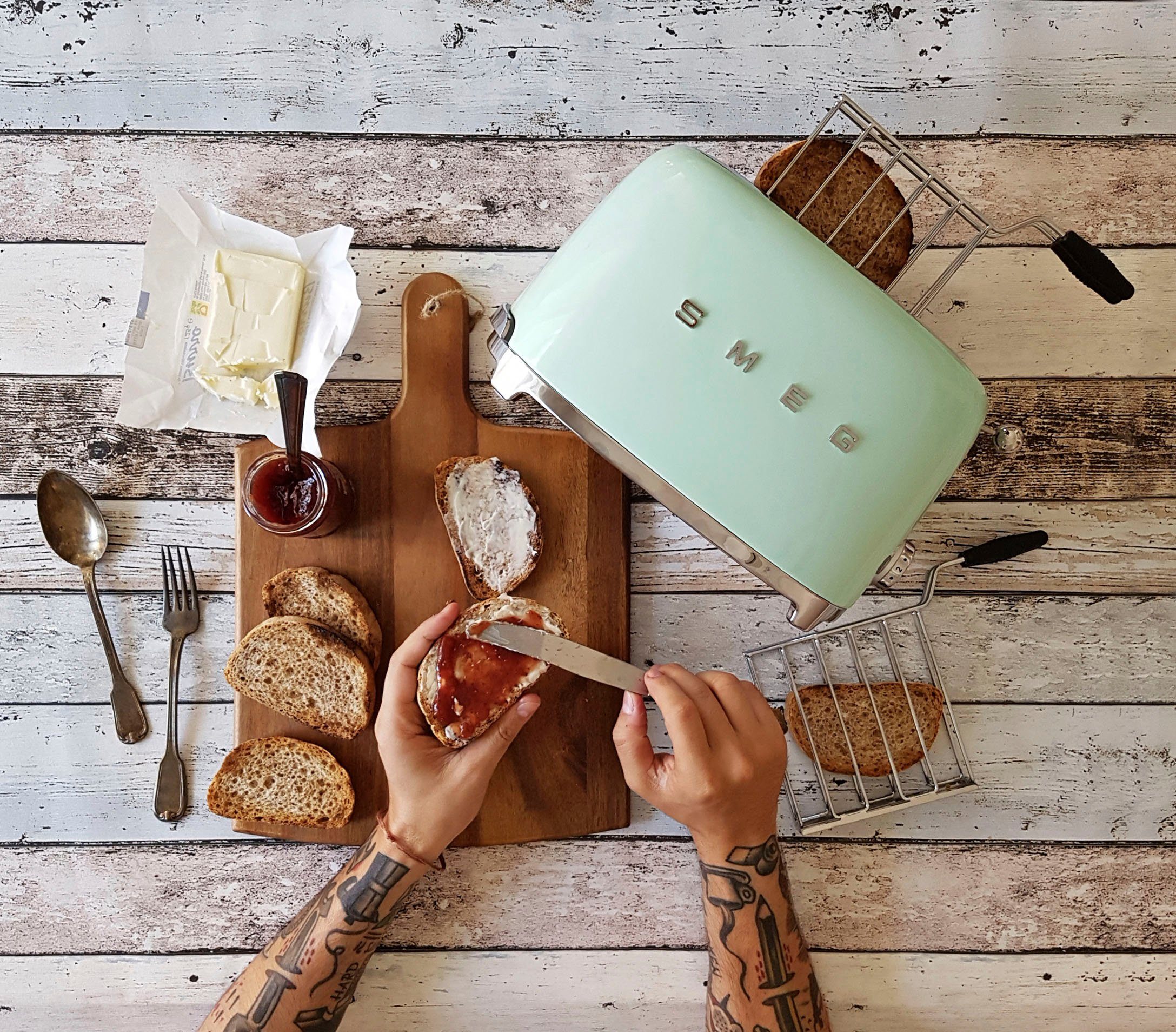Smeg Toaster TSF01PGEU, 2 kurze Schlitze, für 2 Scheiben, 950 W