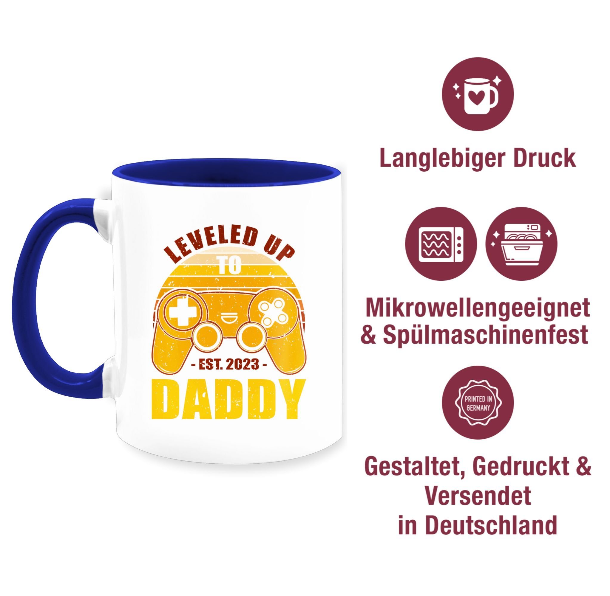 Leveled Tasse Vatertag to Dunkelblau Shirtracer 3 Up Keramik, Geschenk 2023, Est Kaffeetasse Daddy