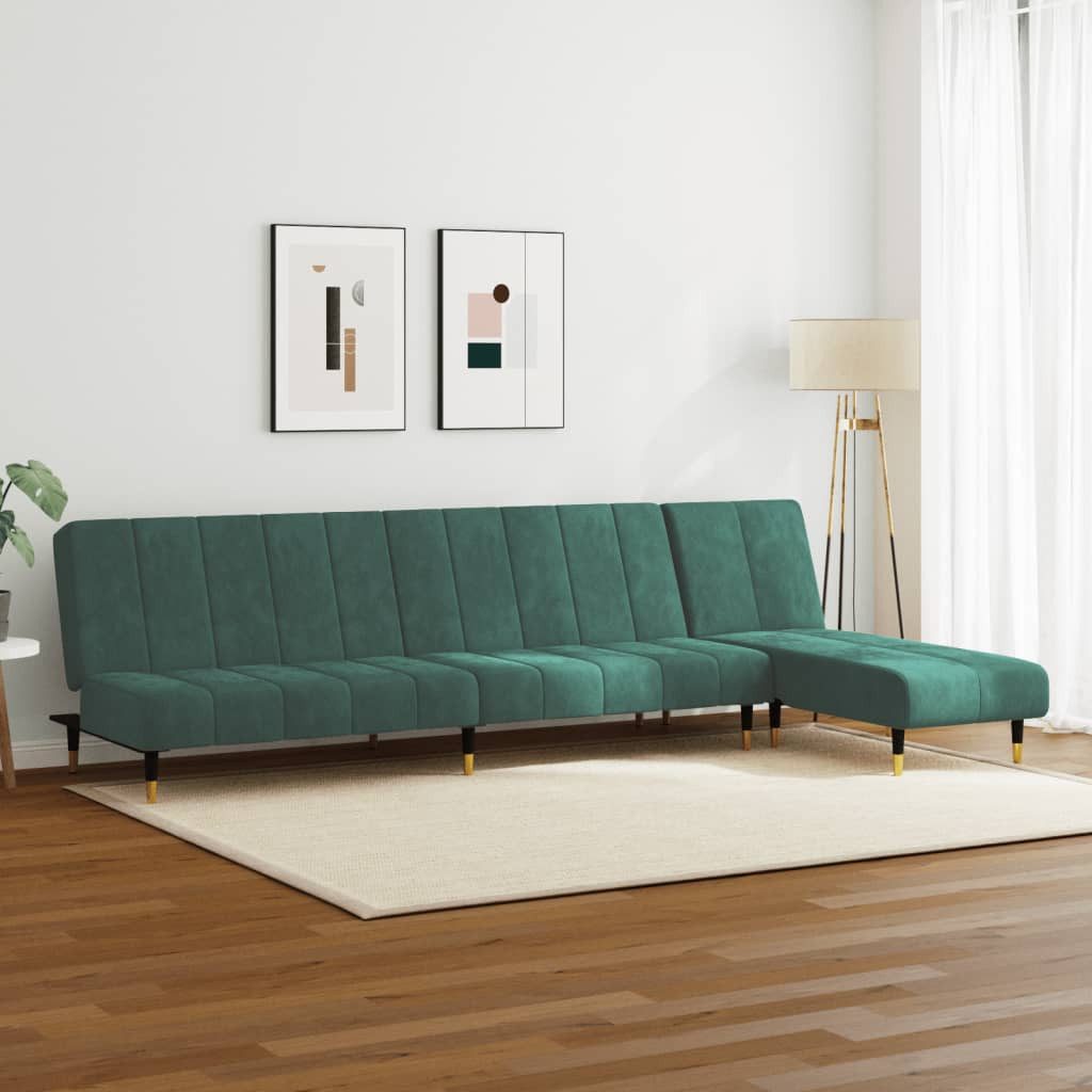 vidaXL Sofa 2-tlg. Sofagarnitur Dunkelgrün Samt günstig online kaufen