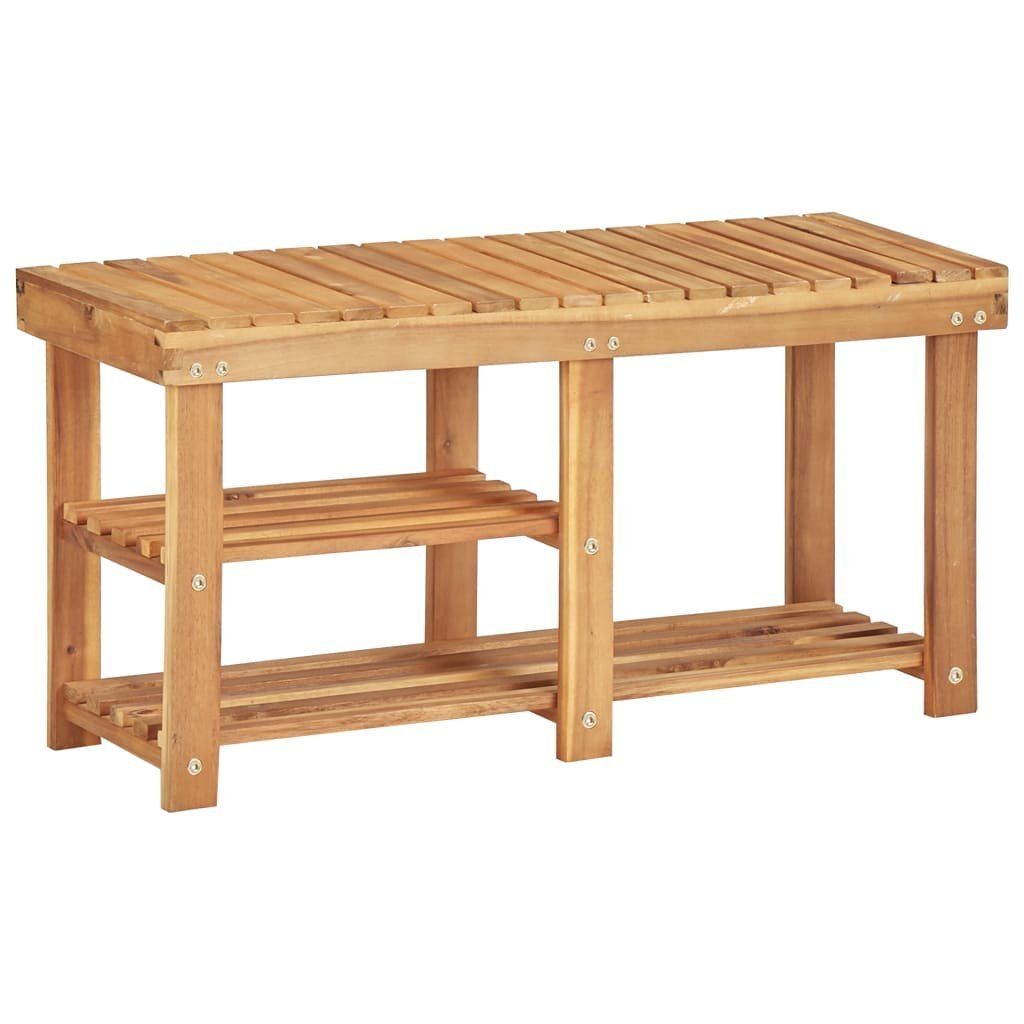 furnicato Schuhregal 90 x 32 x 46 cm Massivholz, Stabile Sitzbank mit 2 Regalen und Ablage für den Flur im Lattendesign