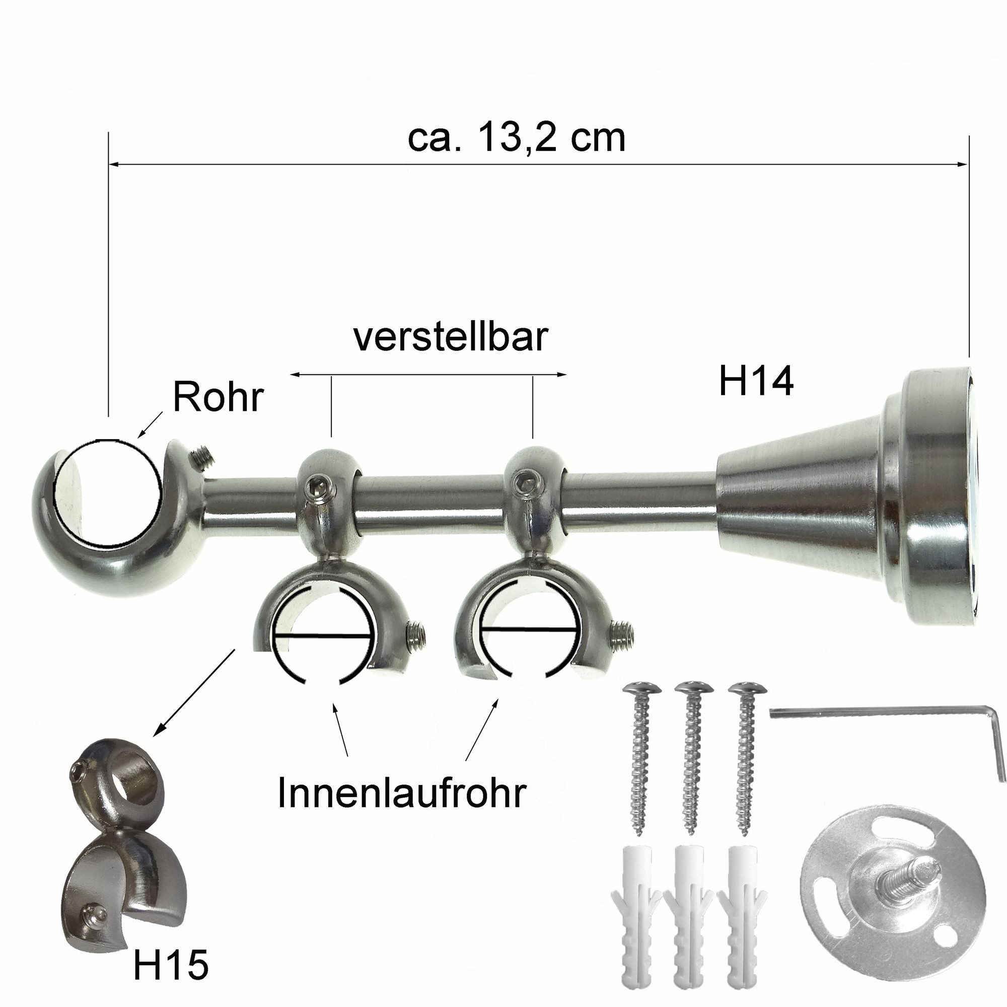 BASIT Gardinenstange Rohr und Innenlauf 16 mm mit Wandträgern 120 cm E24, Ø günstig online kaufen