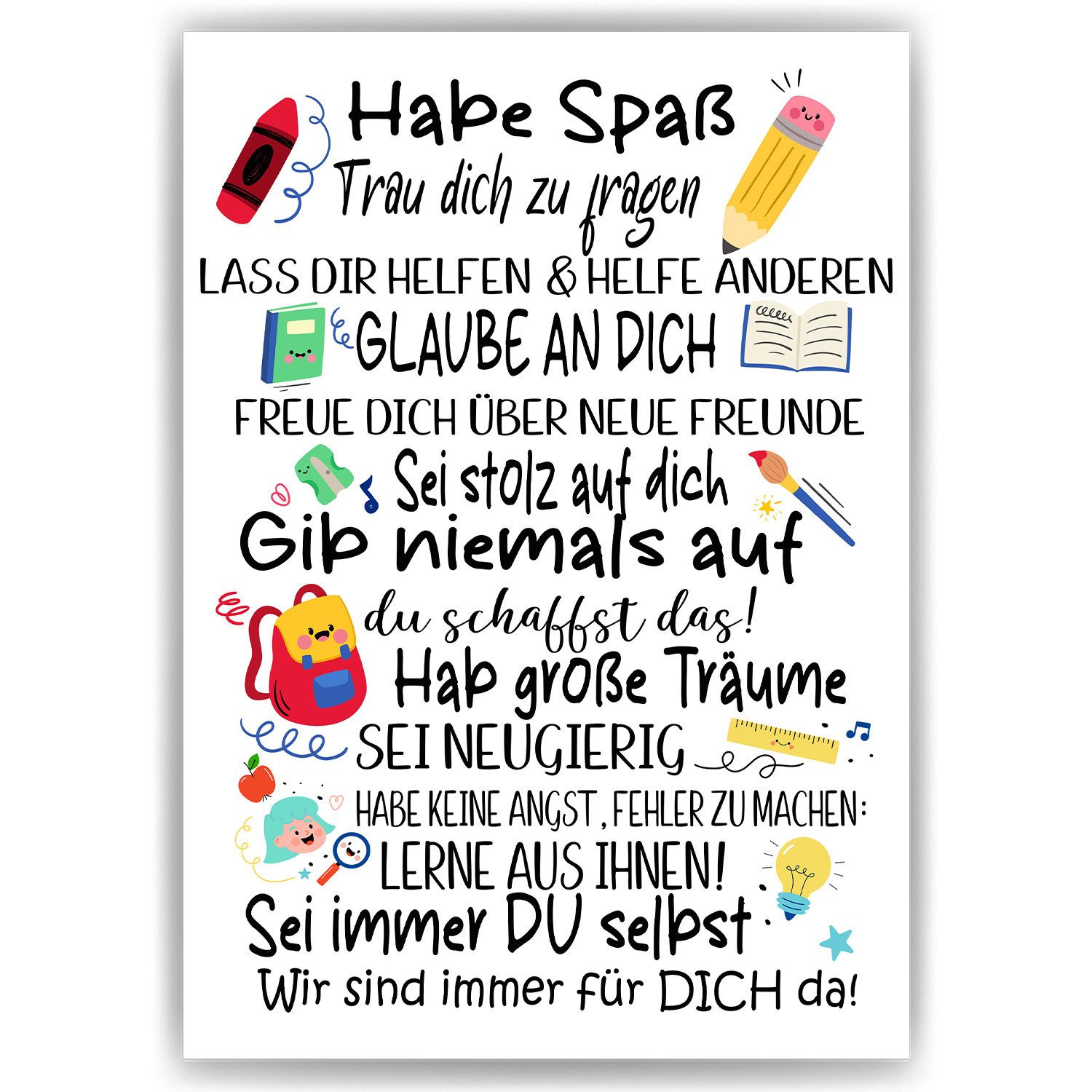 Tigerlino Poster Einschulung Geschenk Schulanfang Affirmation Zuckertüte Schulanfänger