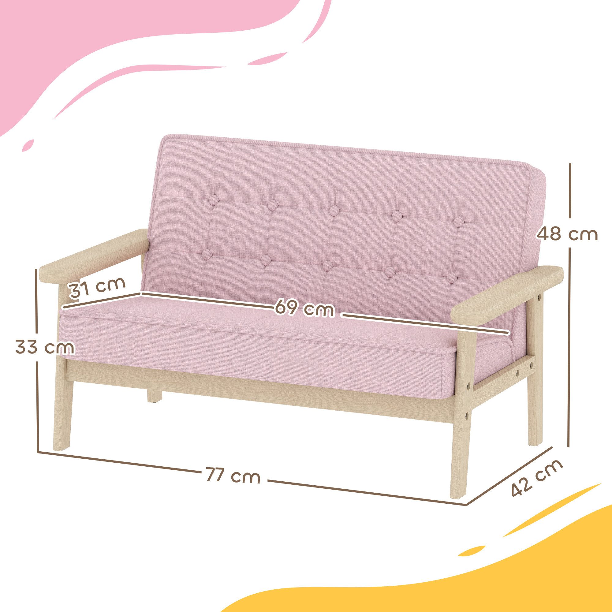 AIYAPLAY Kindersessel Sessel aus Schaumstoff Kinderstuhl für Kinder 3-15 Jahre (Kindersofa, 1-St., gepolsterter Kinderstuhl), für Kinderzimmer, Spielzimmer, Rosa