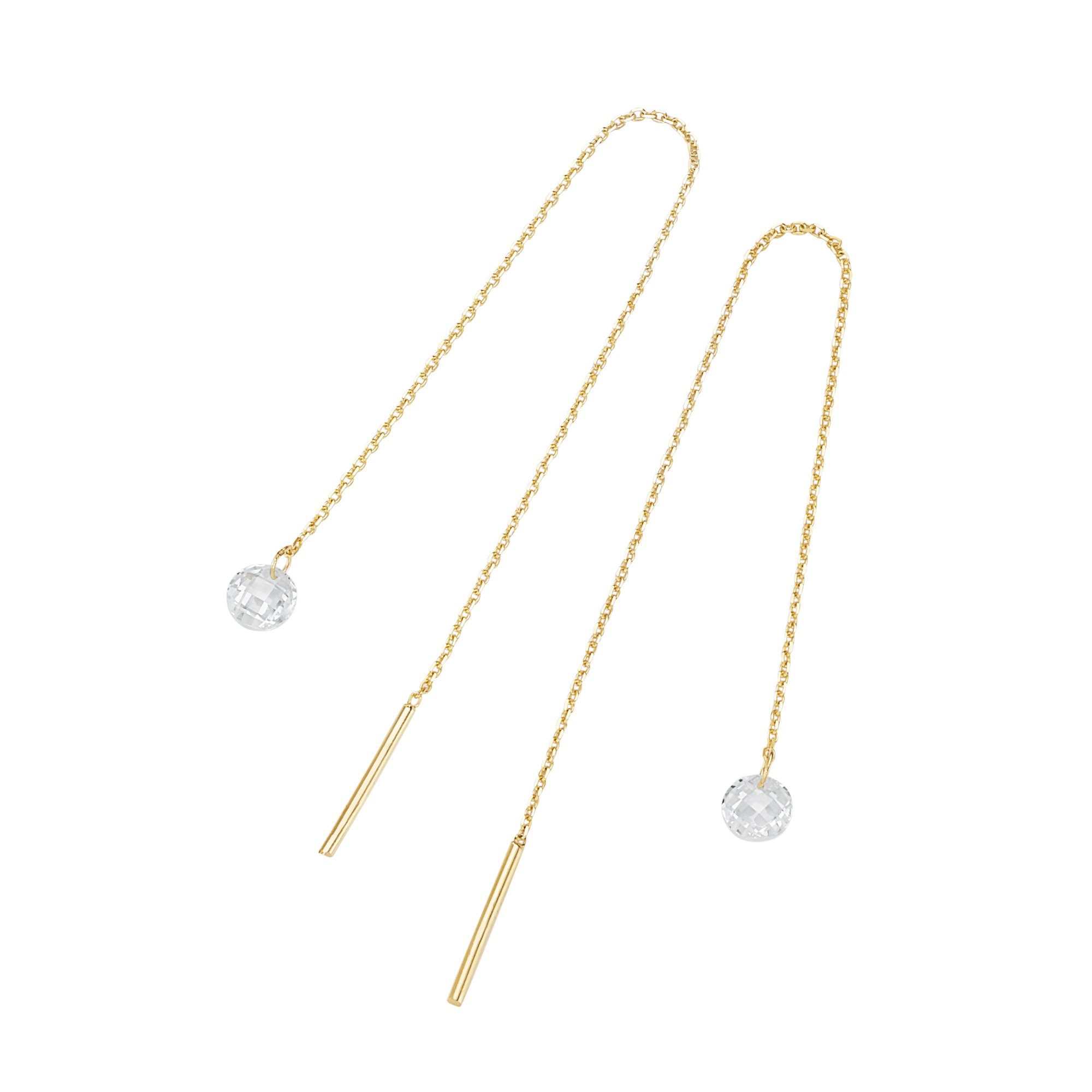 Luigi Merano Paar Ohrhänger Durchzieher, Zirkonia Steine, Gold 375 günstig online kaufen