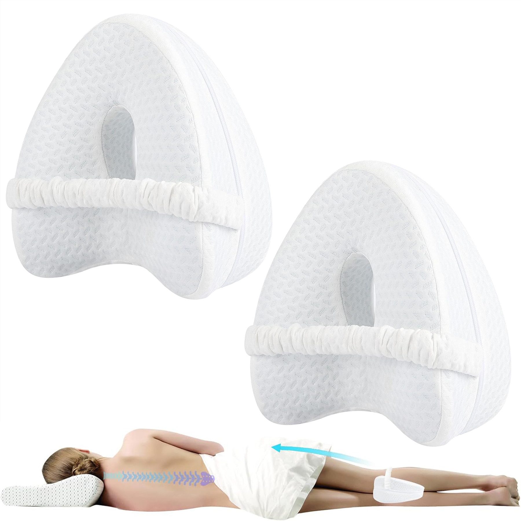 Mutig Balancekissen Kniekissen für Seitenschläfer 2 Stück,Ergonomisches Lagerungskissen, Memory-Schaum für Rücken-/Hüft-/Gelenk- und Ischiasschmerzlinderung