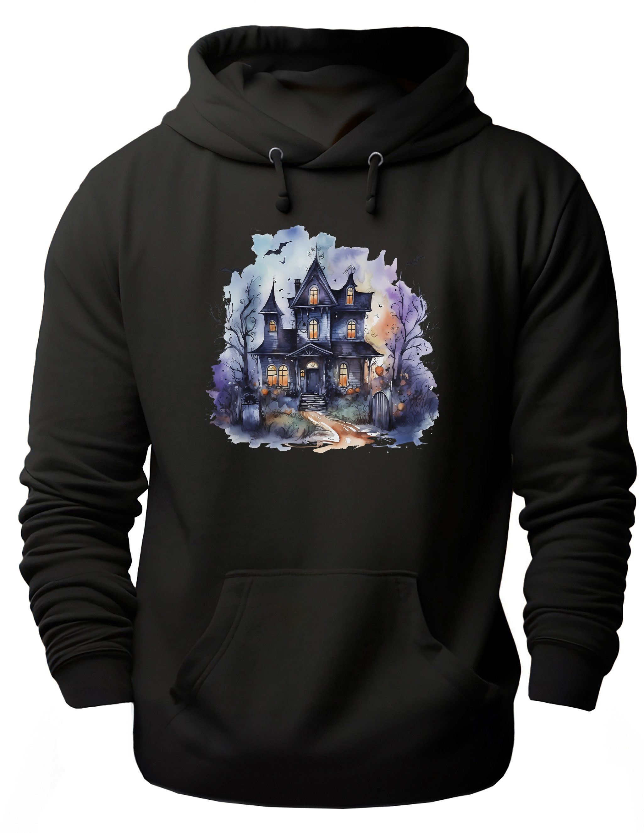 MyDesign24 Hoodie Halloween Kapuzen Pulli - Grusel Spukhaus Herren und Damen Kapuzensweater - Halloween Hoodie i408