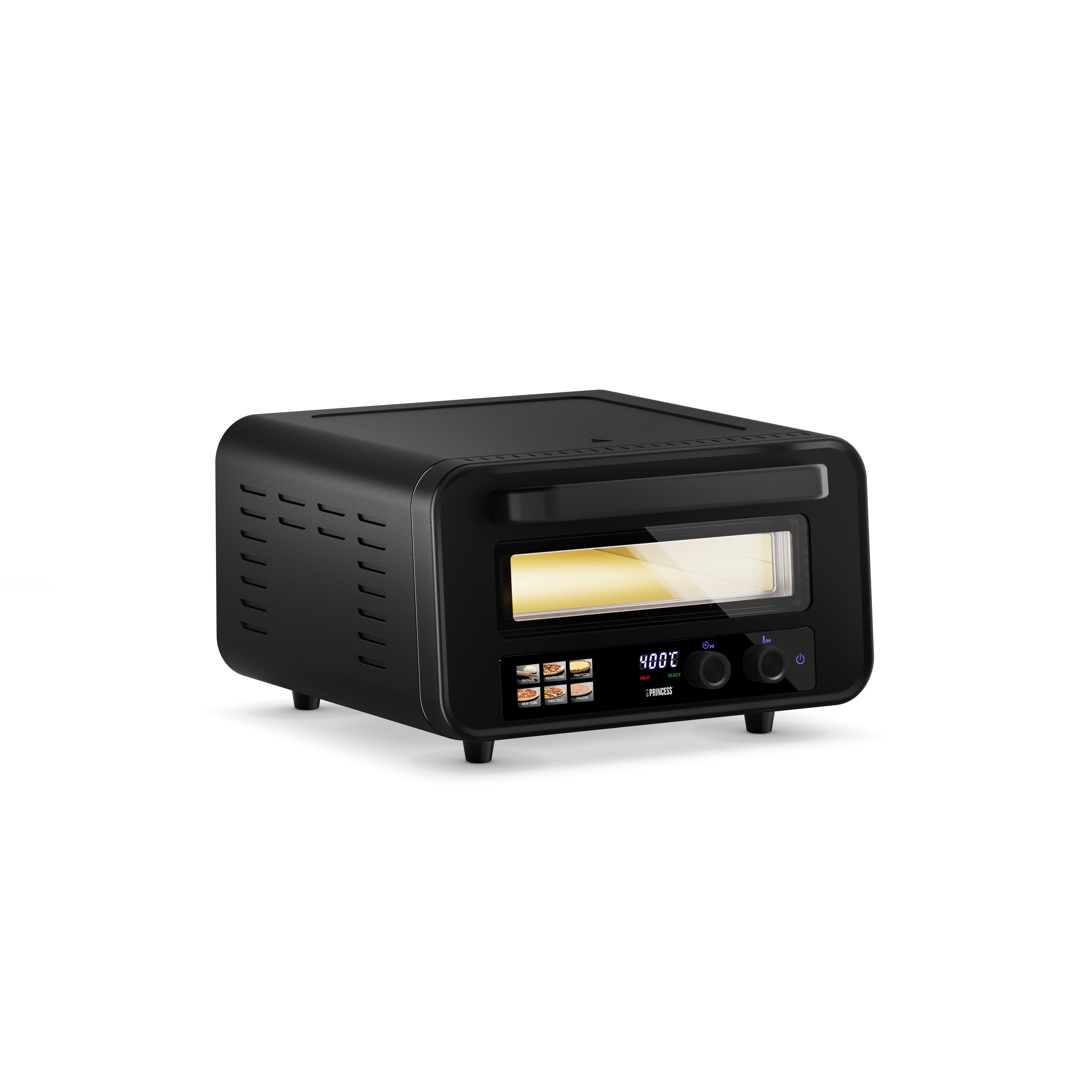 PRINCESS Minibackofen Princess 112780 Pizzaofen Pro Max - Benutzerfreundliche digitale Steue, 15L, 400°C, Digitales Bedienfeld, 2100W, Pizzastein & Schaufel