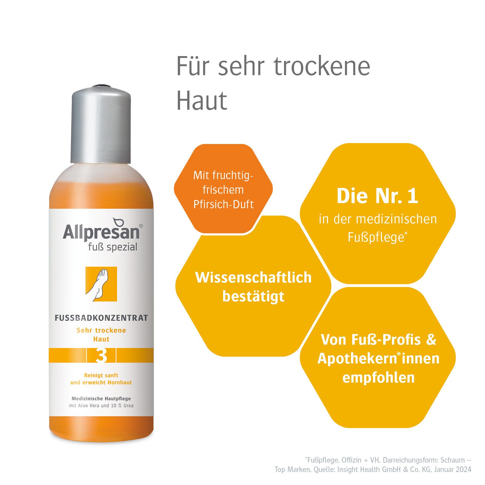 Allpresan Fußbad-Zusatz Allpresan Fuß spezial 3 Sehr trockene Haut -Produkt wählbar-, 1-tlg., Reinigt sanft, erweicht die Hornhaut, macht die Haut geschmeidig