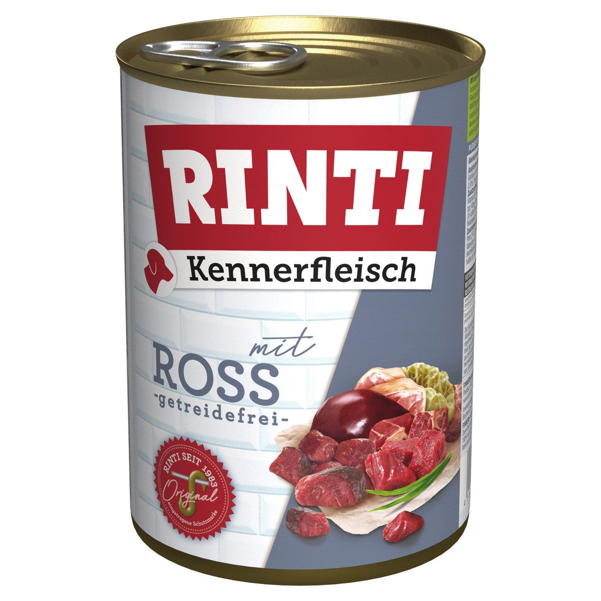 Rinti Kennerfleisch Ross 400 g - 12 Stück, Nassfutter für: Hund