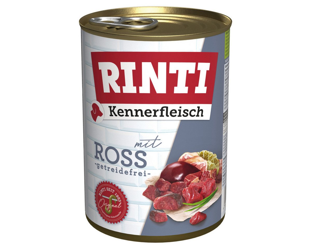 Rinti Kennerfleisch Ross 400 g - 12 Stück, Nassfutter für: Hund