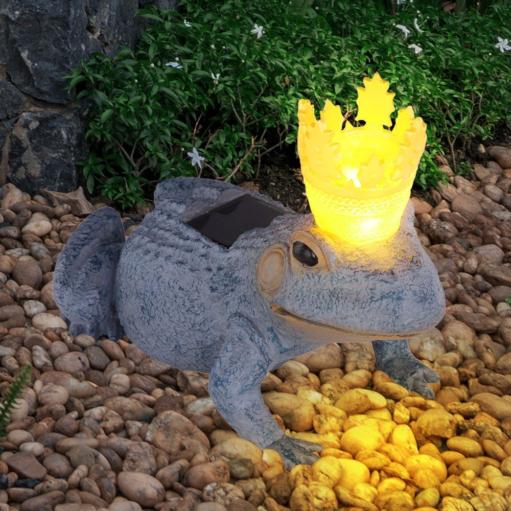 LED-Leuchtmittel Gartenskulptur Frosch Gartendeko für fest verbaut, Eule Figur Dekofigur, Außen LED etc-shop Solar