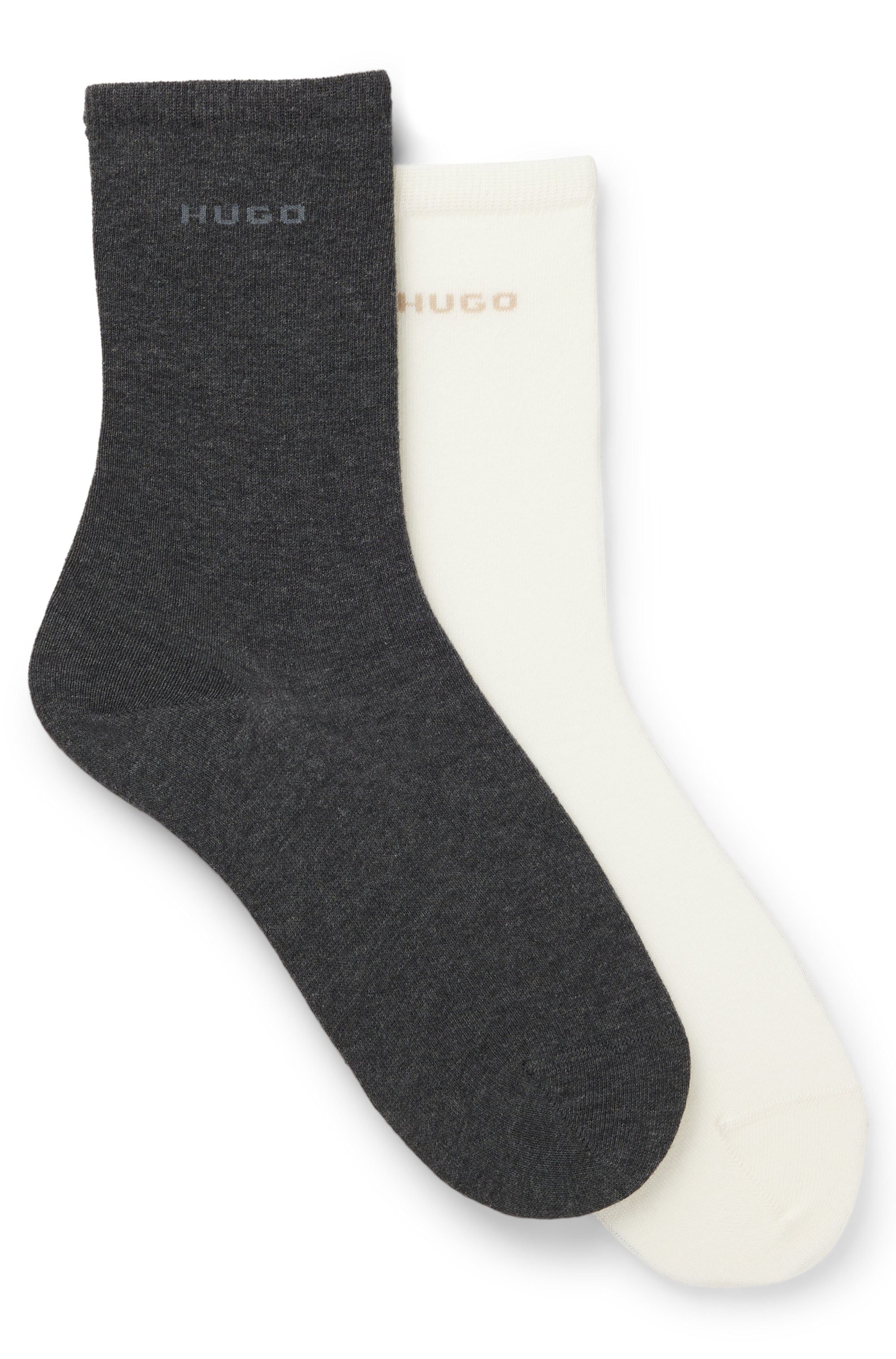 HUGO Socken RS UNI LOGO (2-Paar) mittelhoh, aus Baumwoll-Mix mit Logos