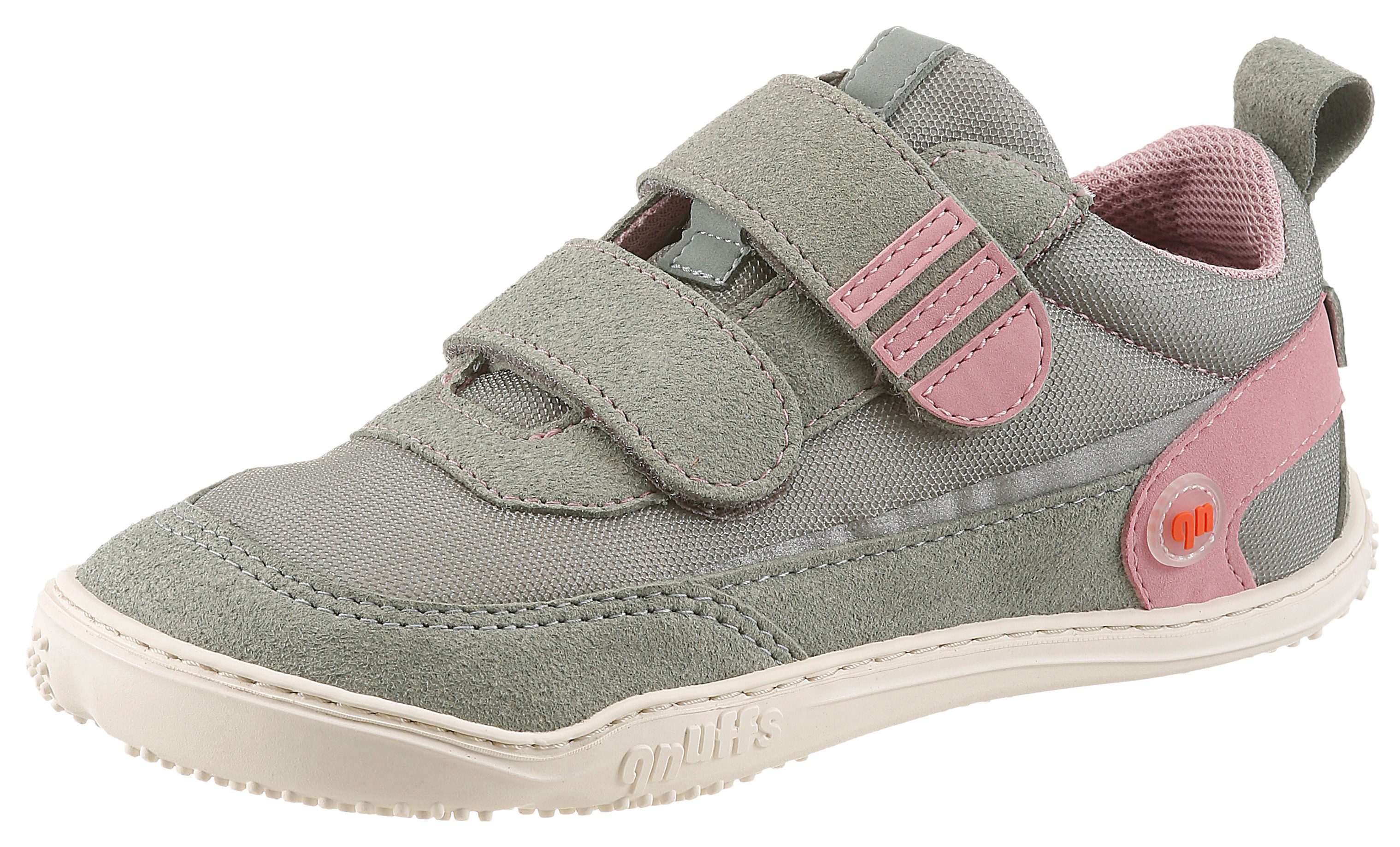 qnuffs Erle Barfußschuh Klettschuh, Halbschuh, Sneaker mit Kontrastbesätzen