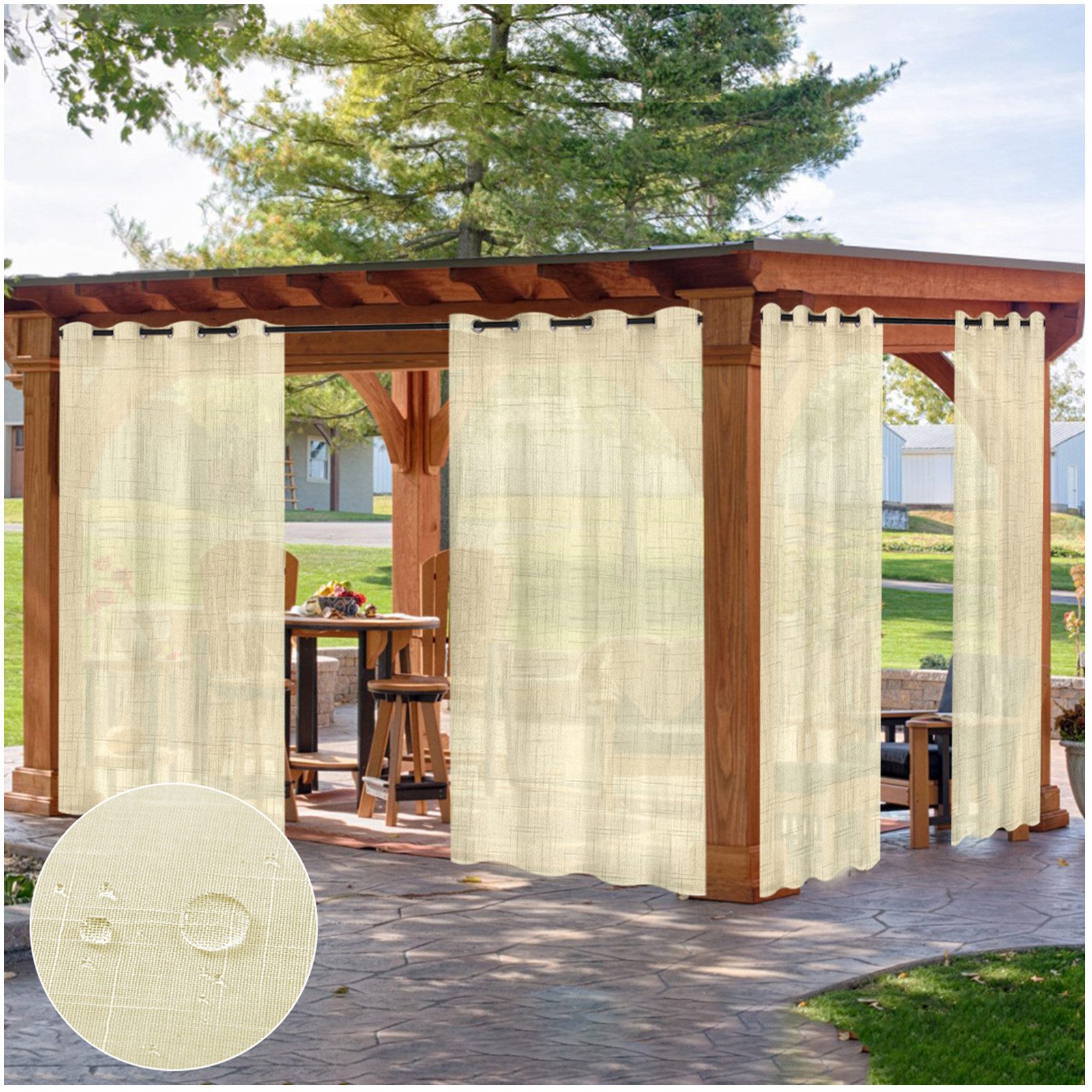Qelus Outdoorvorhang Wasserdicht Outdoorvorhänge Sonnenschutz Transparent günstig online kaufen