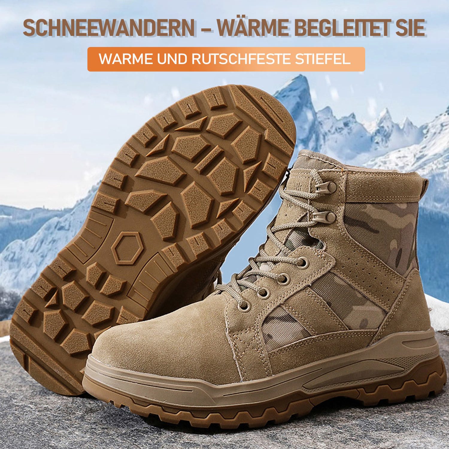 Refttenw Herren Schneestiefel,Tarnung Winterschuhe,Warm Gefüttert Schneesti günstig online kaufen