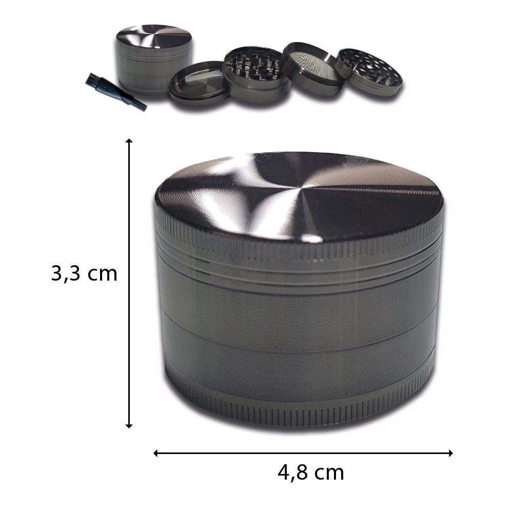 Coumo Grinder Grinder Crusher, Alu Anhrazit, ⌀ 4,8 cm, Kräutermühle