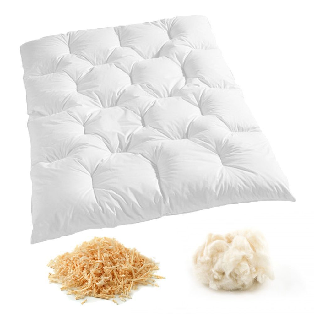 zirbenkissen24 Baumwollbettdecke Vegane Kapok - Zirbe Bettdecke – Ganzjahresbett warm, Füllung: Bio Daune, Zirbe, 100% VEGAN
