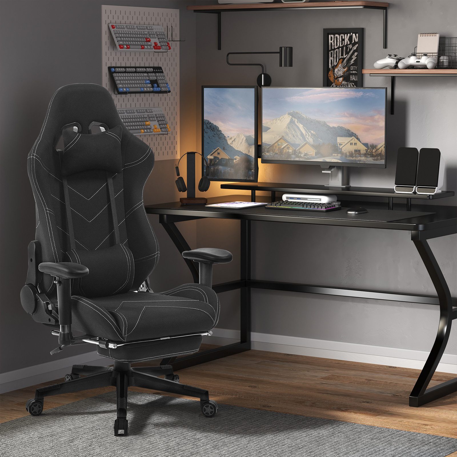 Woltu Gaming-Stuhl (1 St), Armlehne verstellbar, Stoffbezug, höhenverstellb günstig online kaufen