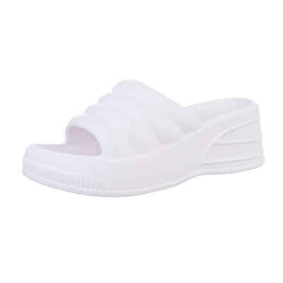 Ital-Design Damen Mules Strand Plateausandaletten (86192654) Keilabsatz/Wedge Keilsandaletten in Weiß