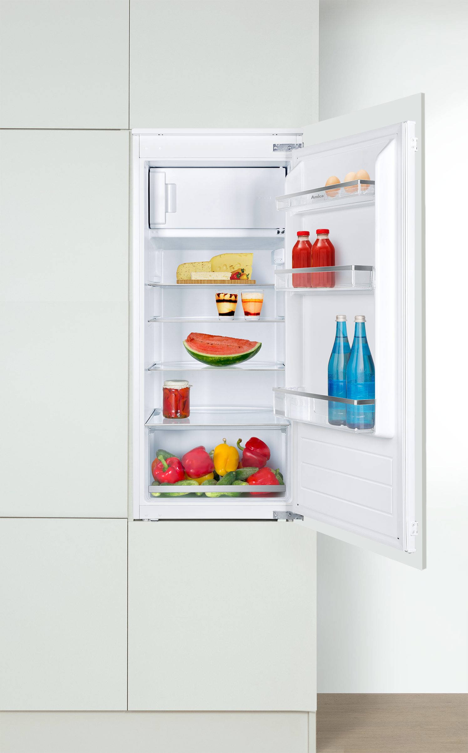 Amica Einbaukühlschrank EKSS 362 221, 122,1 cm hoch, 54 cm breit, Leiser Kühlschrank mit guter Übersicht und starkem Gefrierfach
