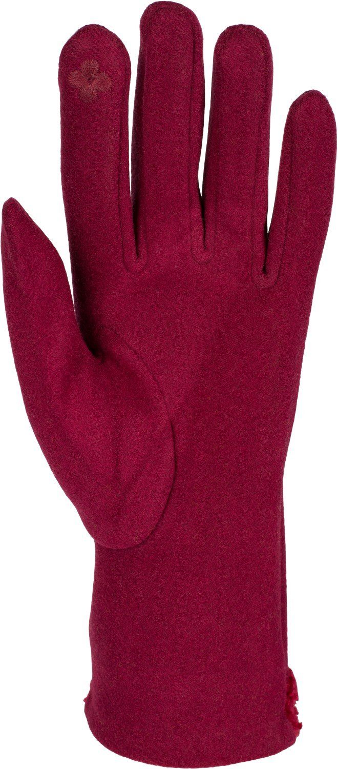 Touchscreen Bordeaux-Rot Handschuhe styleBREAKER Teddyfell Fleecehandschuhe