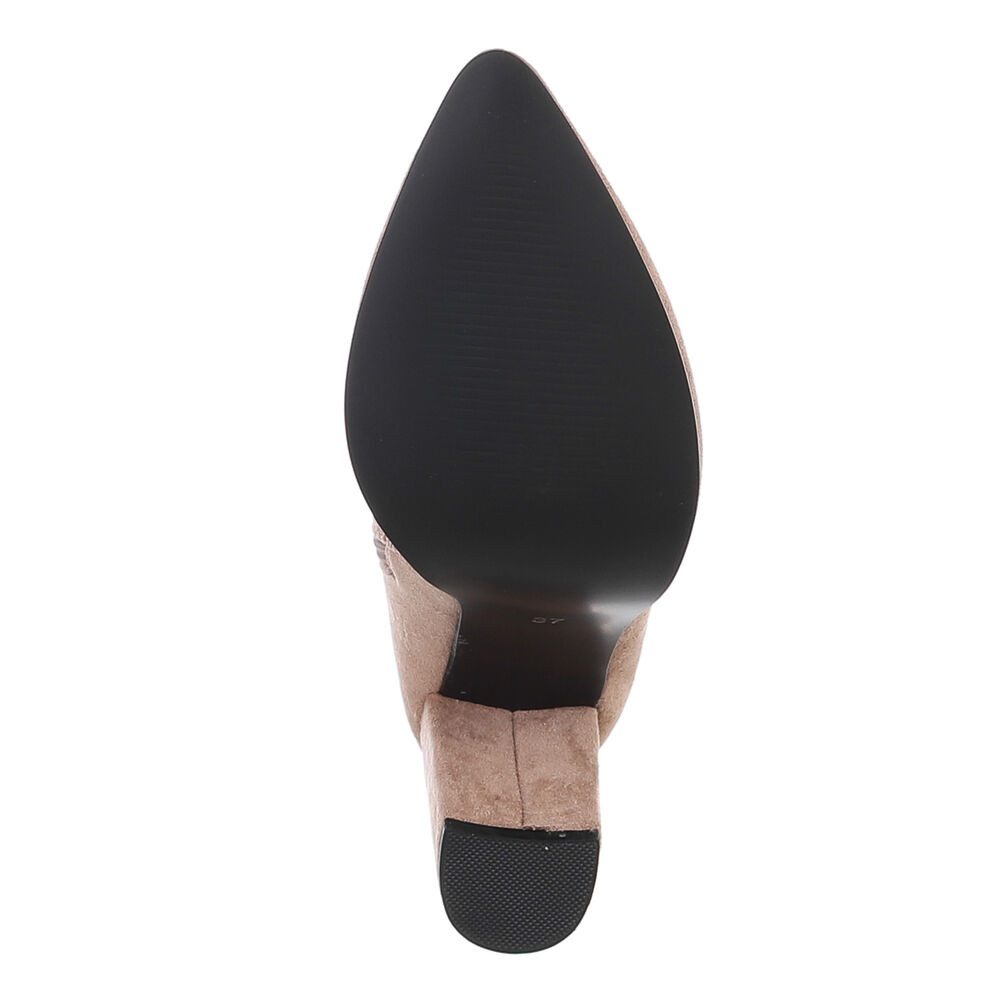 Ital-Design Elegante Stiefeletten mit Blockabsatz für Damen High-Heel-Stiefelette (89852894) Blockabsatz Stiefeletten in Hellbraun