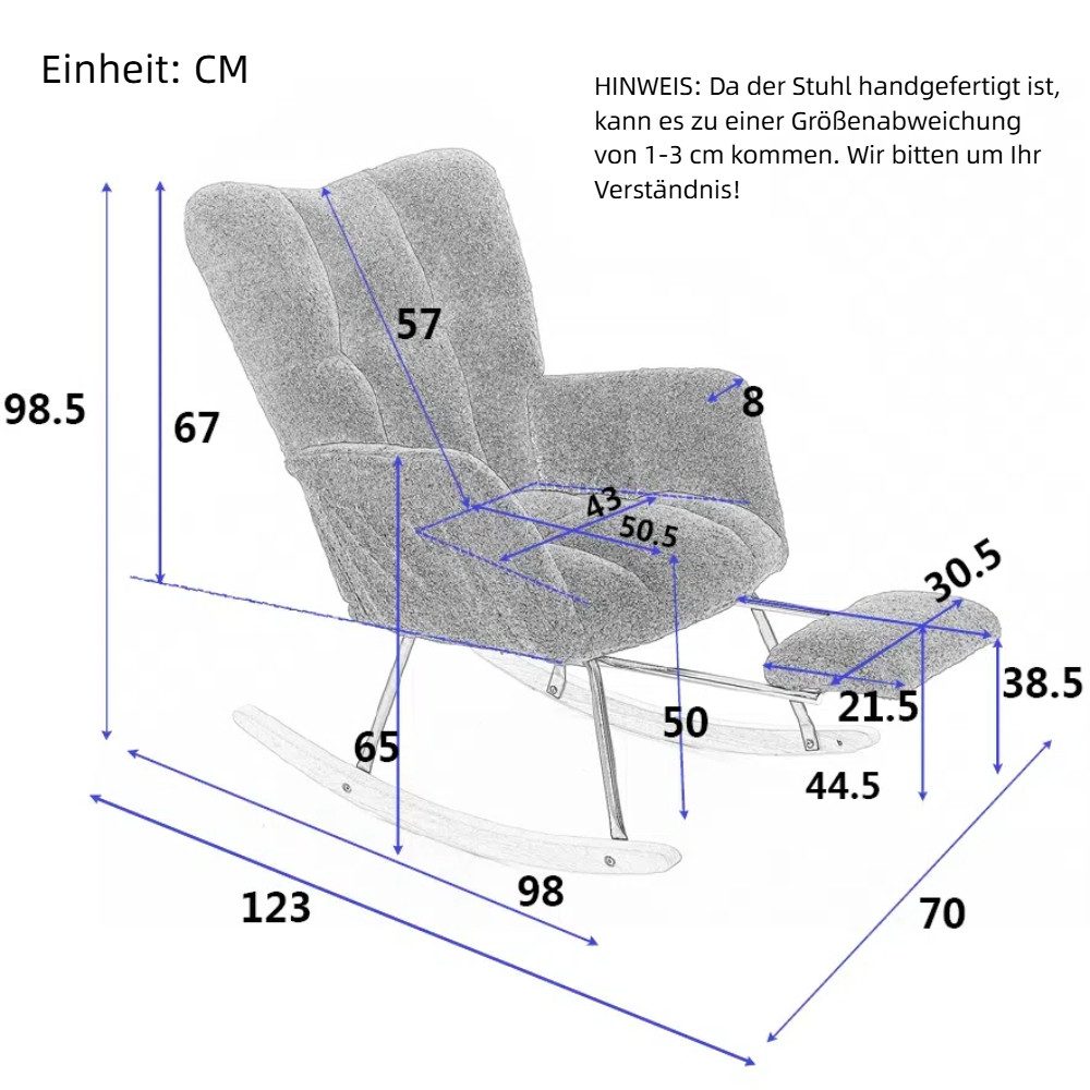 IDEASY Schaukelstuhl Gepolsterter Schaukelstuhl mit ausziehbarem Fußteil, O günstig online kaufen