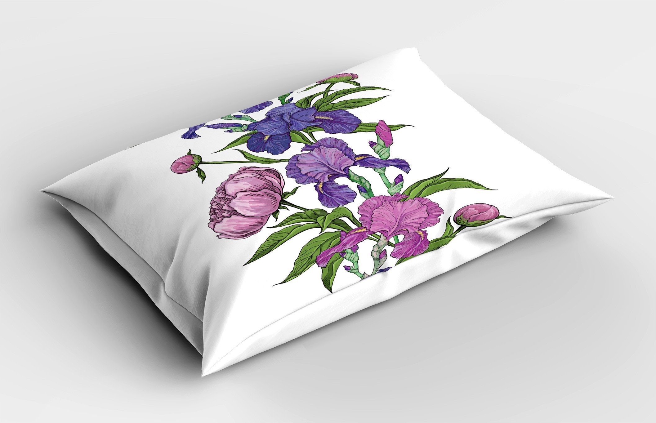 Kissenbezüge Dekorativer Blumen-Bouquet lila Kissenbezug, Naive Gedruckter Standard Stück), King Size (1 Abakuhaus Pfingstrose