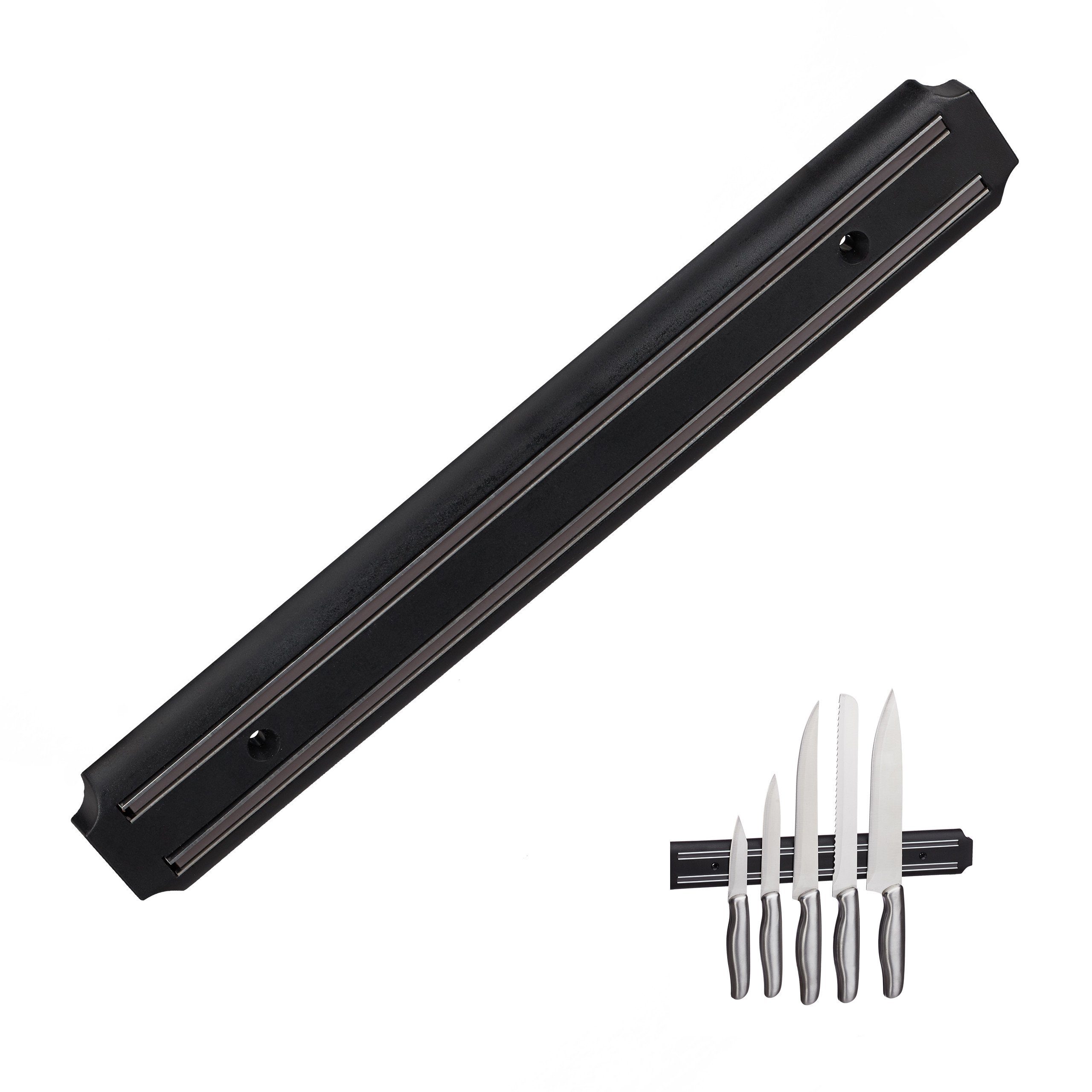 relaxdays Wand-Magnet Messer-Leiste Magnetleiste schwarz (5tlg)