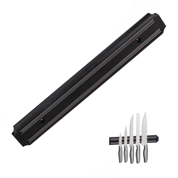 relaxdays Wand-Magnet Messer-Leiste Magnetleiste schwarz QR8914