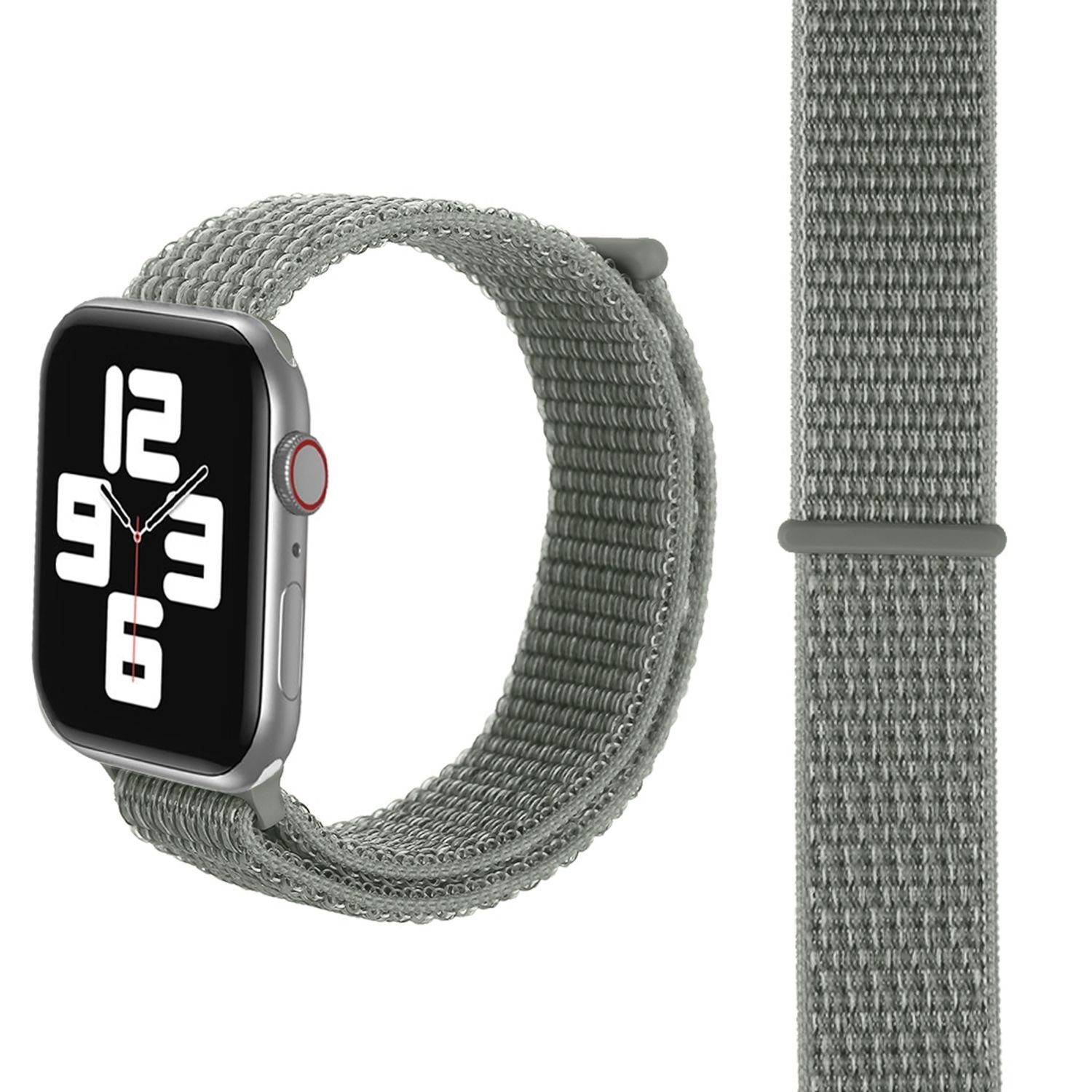 König Design Smartwatch-Armband 38 mm / 40 mm / 41 mm, Sport Loop Armband Nylon Arm Band Silber Grau