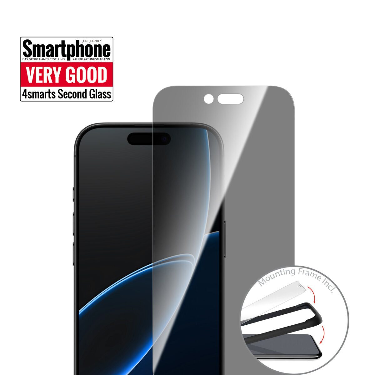 4smarts Sichtschutzfolie 4smarts Second Glass Privacy mit Montagerahmen iPh