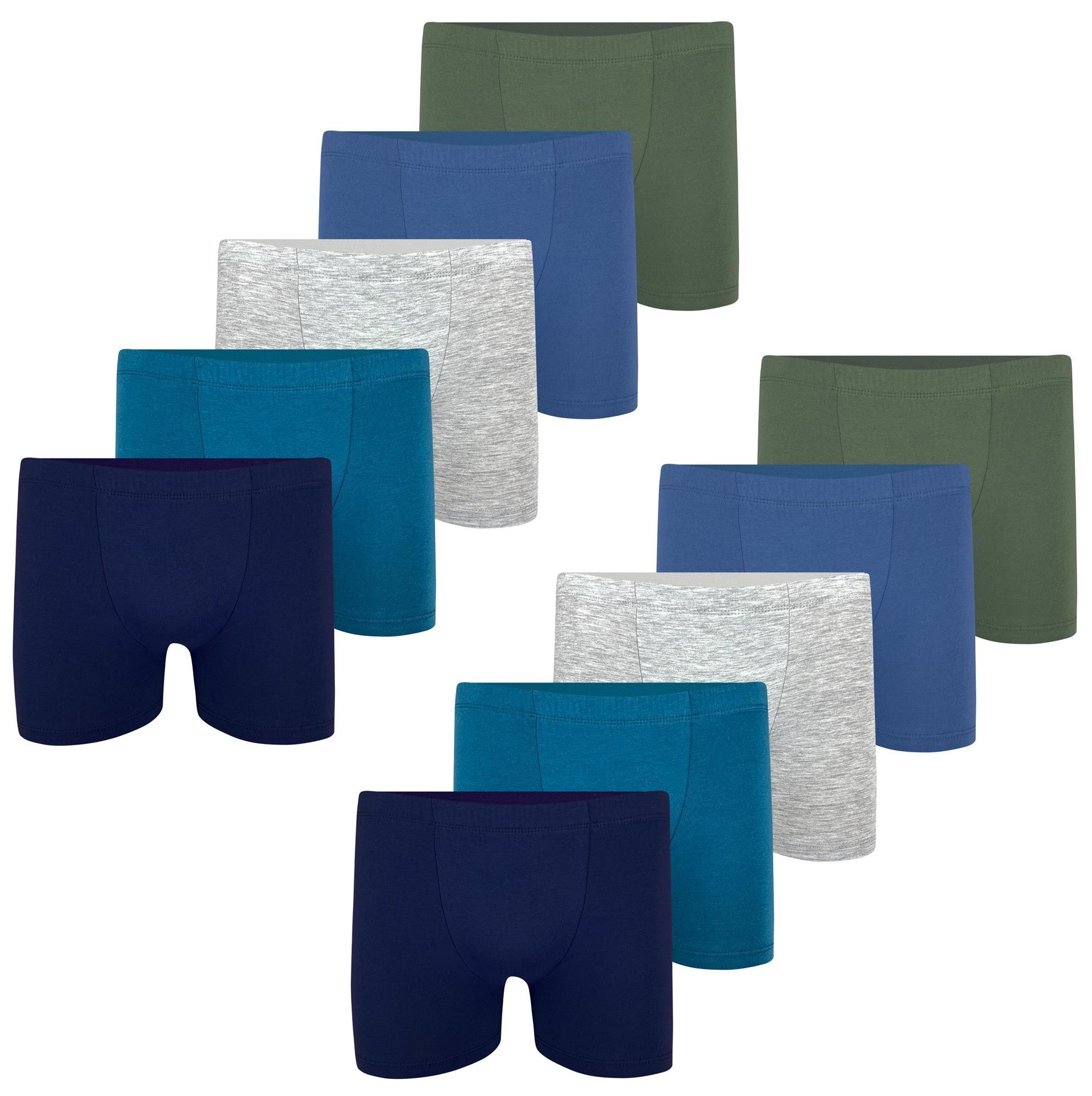 LOREZA Boxershorts 10er Pack Jungen Boxershorts - Basics- 92-170 (Set, 10-St)