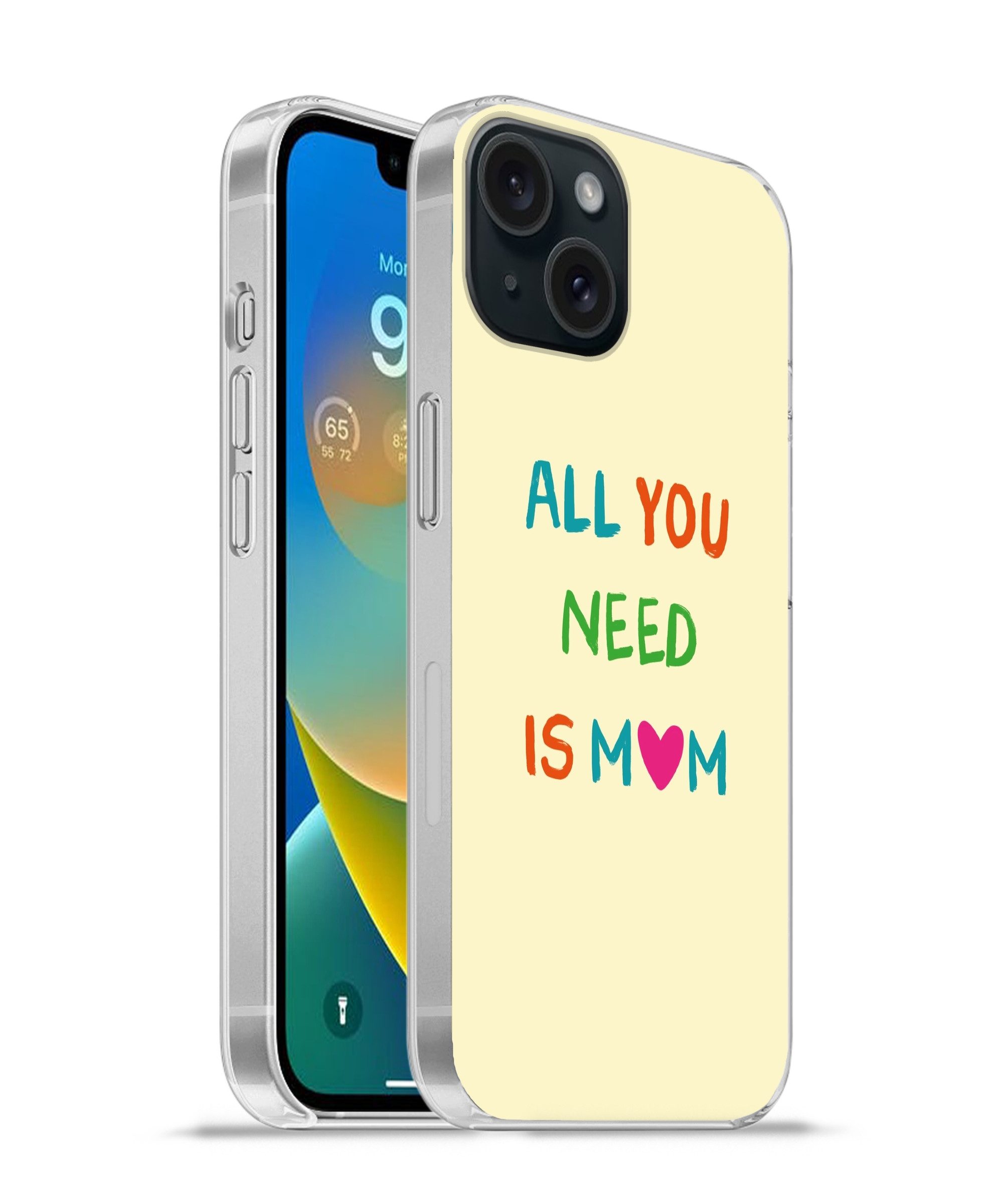 MuchoWow Handyhülle für Apple iPhone 15 Herz - Mutter - Text - Bunt, Smartphone-Bumper, Print, Handy Schutzhülle Dünn
