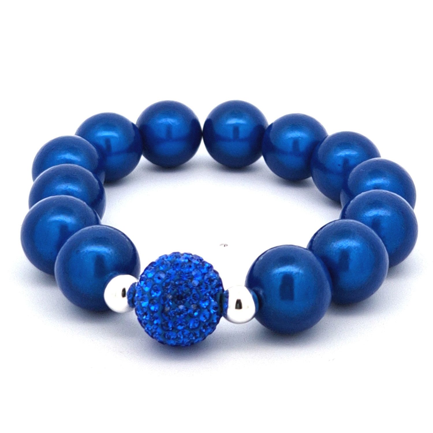 Impala Perlenarmband Glanzvolles 14-mm Perlenarmband mit funkelnder Shamballa-Perle