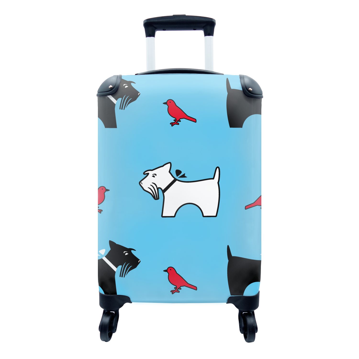 MuchoWow Handgepäckkoffer Hund - Vogel - Tiere - Muster - Kinder, 4 Rollen, Reisetasche mit rollen, Handgepäck für Ferien, Trolley, Reisekoffer